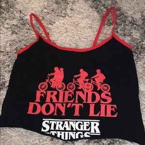 black stranger things cropped shirt